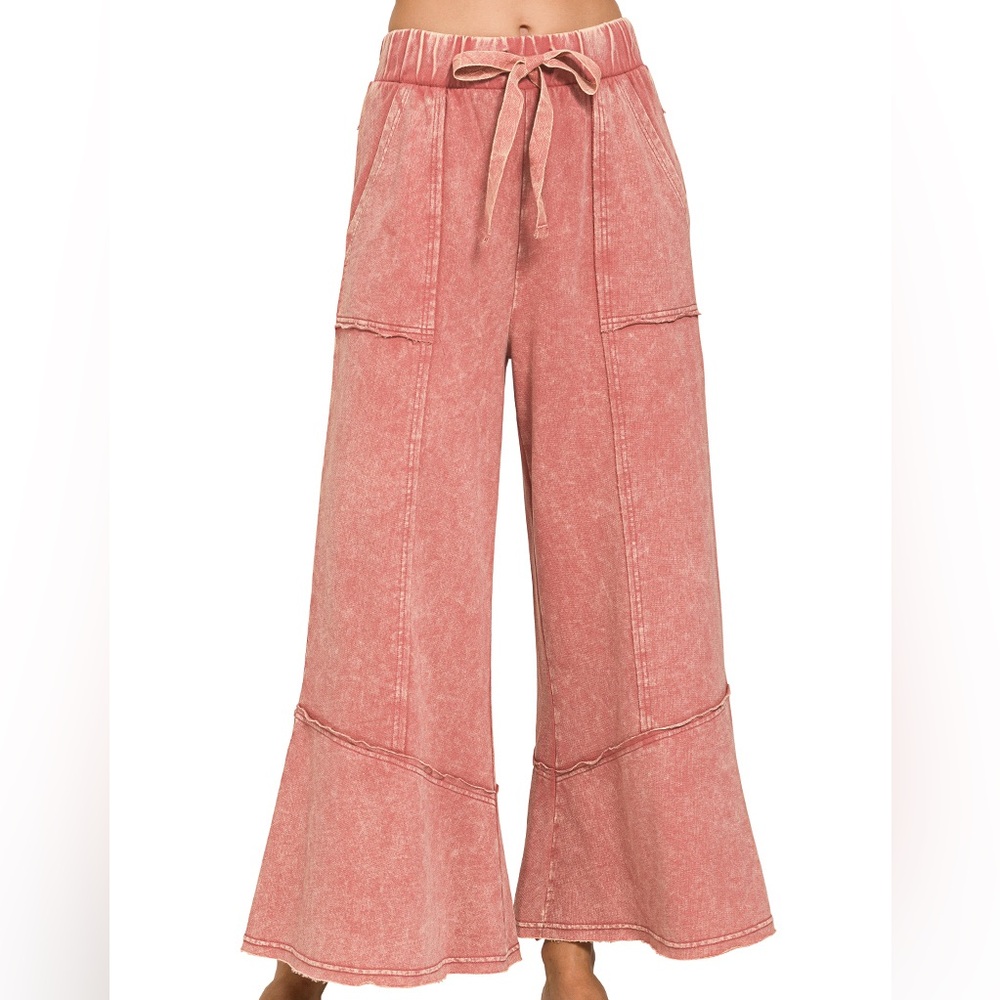 Zenana Outfitters Pink Wide-Leg Pants